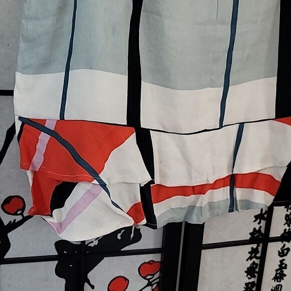 Ann Taylor Picnic Stripe Ruffle Hem Linen Blend Skirt - Picture 3 of 9